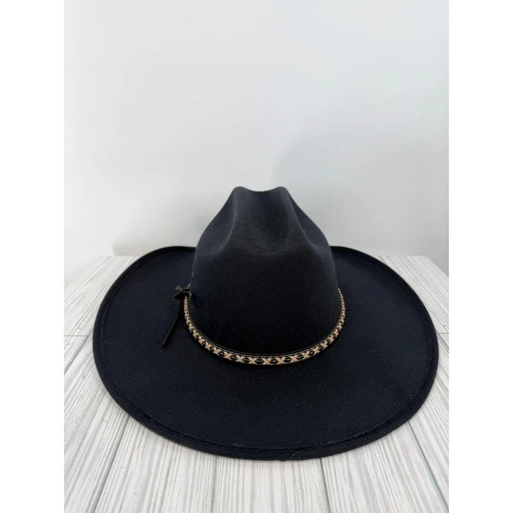 Lone Star American Cowboy Hat Black Felt Cattleman Crease Wide‎ Brim Western Hat